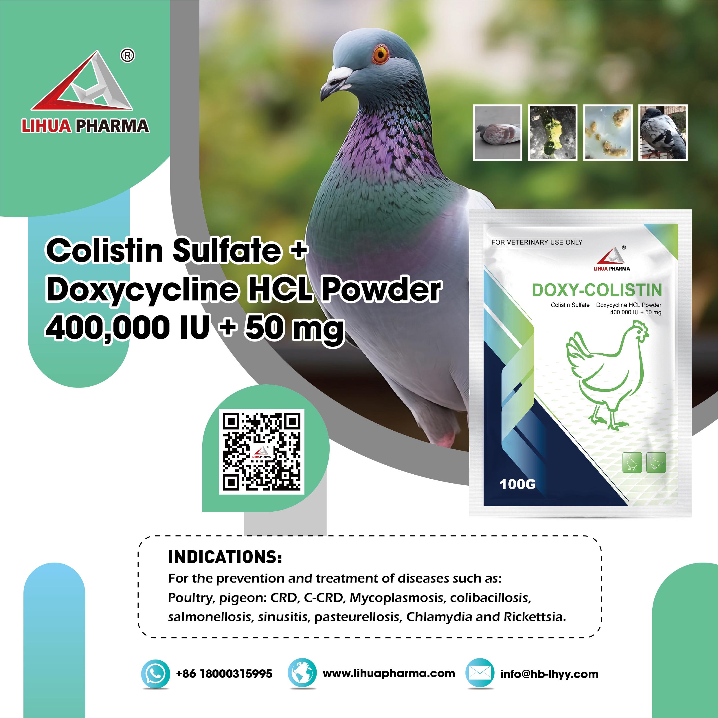 Colistin Sulfate +  Doxycycline HCL Powder  400,000 IU + 50 mg